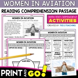 Women in Aviation Women's History Month Reading Passages a