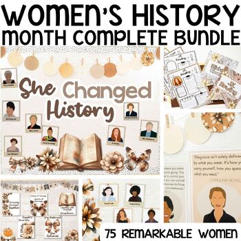 Preview of Women's History Month Bundle, Biography & Quotes, Research, Decor