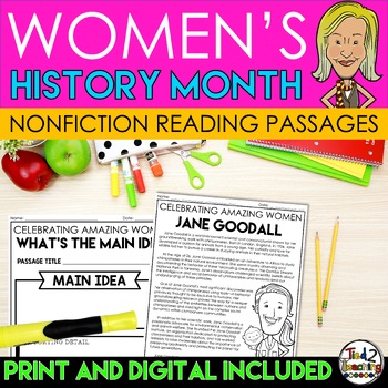 Preview of Women's History Month Nonfiction Biography Reading Comprehension Passages