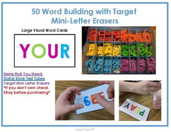 Preview of 50 Word Building Task Cards to be used with Letter Erasers