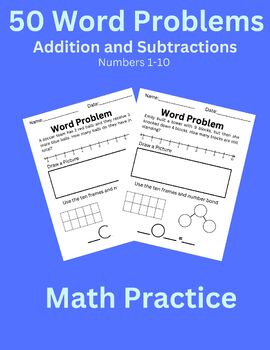 Preview of 50 Word Problems Numbers 1-10