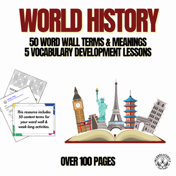 Preview of 50 World History Word Wall Posters & 5 Vocabulary Building Lesson Plans