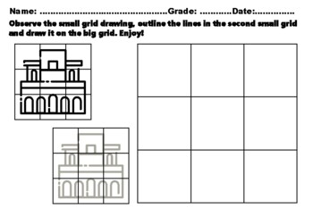 Preview of 50 World Landmarks Easy Grid Drawing Art, Math.Content.7.G.A.1 Scale Drawings