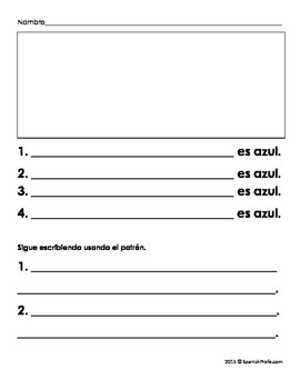 Decaer Atrás, atrás, atrás parte Predecesor 50 Writing Prompts in Spanish (50 Hojas de Escritura para Primer grado-  centro)