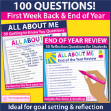 50 Back to School All About Me Questions & 50 End of Year 