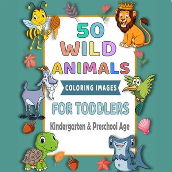 Preview of 50 cute wild animals coloring pages for kids
