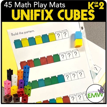 Preview of Unifix Cubes play mat stations for patterns, building, adding, & measuring K-2