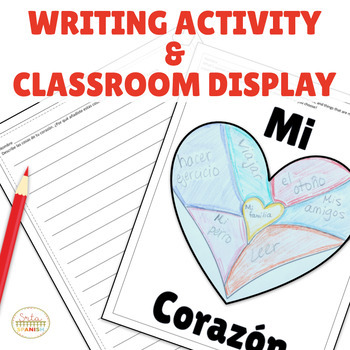 Preview of Spanish Valentine's Day Writing Activity and Bulletin Board Classroom Decor