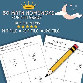 Preview of 50 math homeworkes for 4th grade