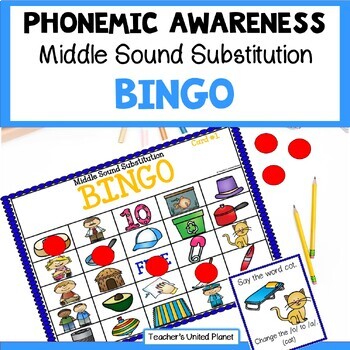 Preview of Phonological + Phonemic Awareness Middle Sound Substitution Activities + Rhyming