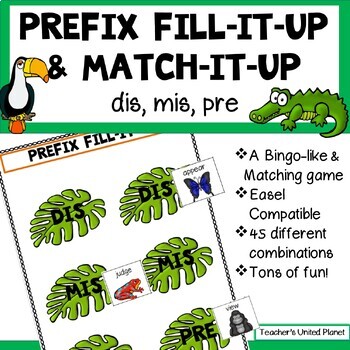 Preview of Prefix SOR Games/Activities -Dis, Mis, Pre- a Bingo-like & Matching Game + Easel