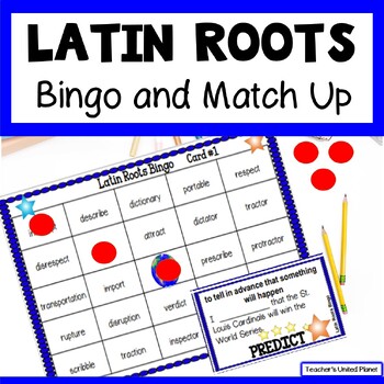 Preview of Latin Roots Bingo, Match Up, Word Study, Activities - Morphology/SOR/OG + Easel