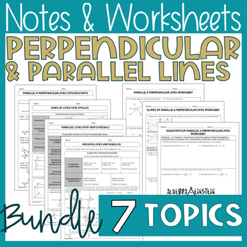 Preview of Parallel & Perpendicular Lines Unit Guided Notes & Worksheet for Geometry