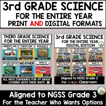 Preview of 3rd Grade Science Entire Year Print and Digital Bundle