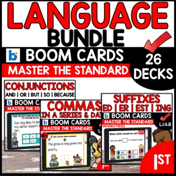 Preview of Nouns, Verbs, Adjectives, Pronouns Grammar Bundle Boom Cards