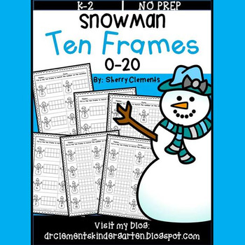 Preview of Winter Ten Frames | Snowman | Worksheets | Numbers to 20