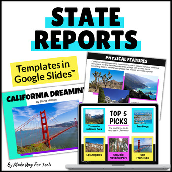 Preview of State Research Project | State Reports Template Google Slides | US State Symbols