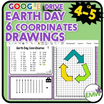 Preview of Earth Day Math Activity Coordinate Graph Drawing Google Powerpoint