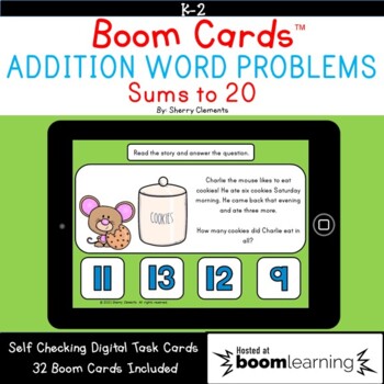 Preview of Boom Cards™ Addition Word Problems to 20 Distance Learning
