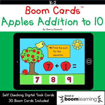 Preview of Fall | Boom Cards™ Apples Addition to 10 | Back to School