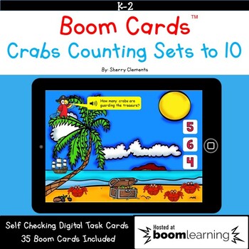 Preview of Summer Boom Cards™ Counting Sets to 10 | Crabs | Beach