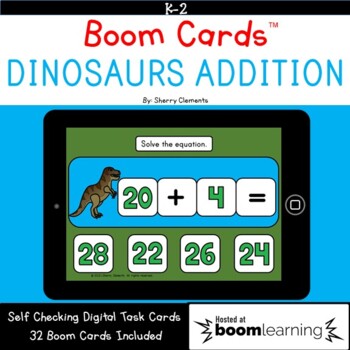Preview of Boom Cards™ Dinosaurs Addition Distance Learning