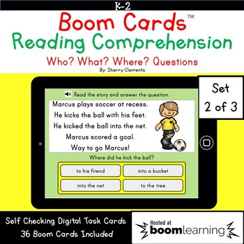 Preview of Boom™ Cards Reading Comprehension Passages | Wh Questions