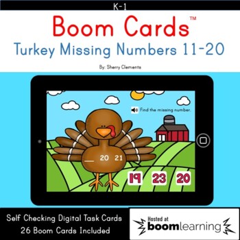 Preview of Thanksgiving Boom Cards™ | Numbers 11-20 | Turkey | Missing Numbers