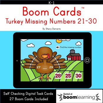 Preview of Thanksgiving Boom Cards™ | Turkey | Numbers Before and After | Missing Numbers