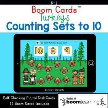 Preview of Thanksgiving Boom Cards™ | Counting to 10 | Turkeys | Number Sense