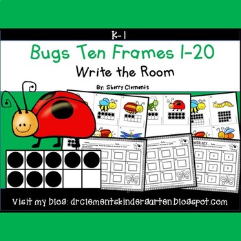 Preview of Spring Ten Frames | Numbers to 20 | Insects | Math Center | Write the Room