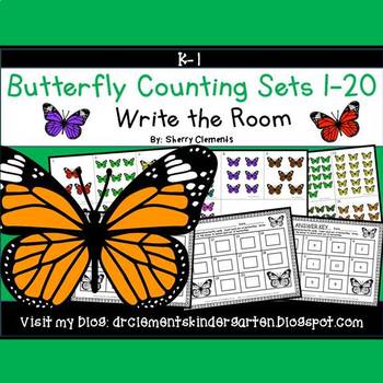 Preview of Spring Counting to 20 | Butterfly | Summer | Math Center | Write the Room