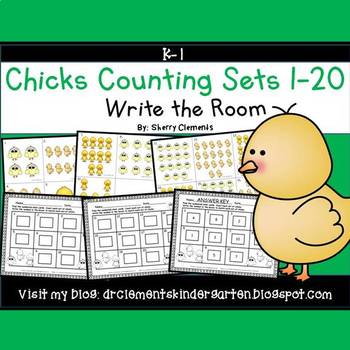 Preview of Spring Counting to 20 | Chicks | Farm | Easter | Math Center | Write the Room
