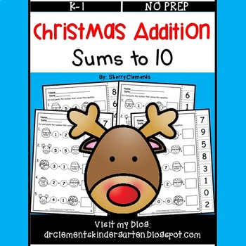 Preview of Christmas Addition to 10 | Worksheets | Cut and Paste