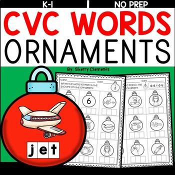 Preview of Christmas CVC Words | Worksheets | Ornaments | Write the Word