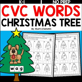 Preview of Christmas CVC Words | Christmas Tree | Worksheets | Write the Word