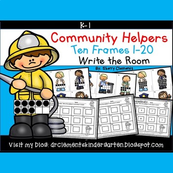 Preview of Community Helpers Ten Frames to 20 | Math Center | Write the Room