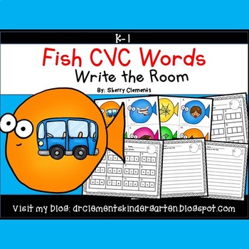 Preview of Summer CVC Words | Fish | Task Cards | Ocean | Literacy Center | Write the Room