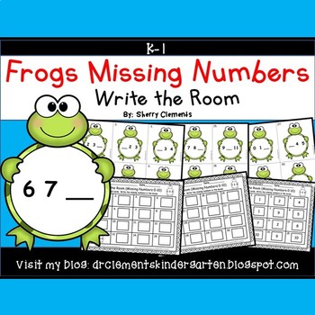 Preview of Spring Missing Numbers | Frogs | Numbers to 10 | Math Center | Write the Room