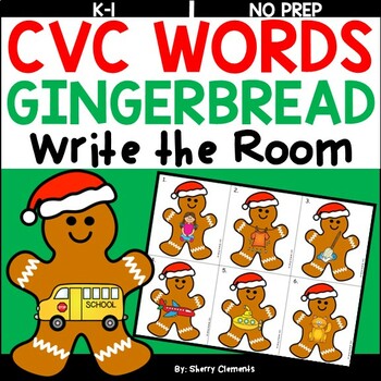 Preview of Christmas CVC Words | Gingerbread Man | Literacy Center | Write the Room