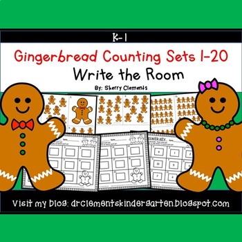 Preview of Christmas Counting to 20 | Gingerbread Man | Math Center | Write the Room