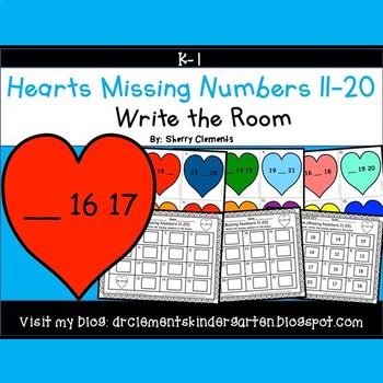 Preview of Valentines Day Missing Numbers | Hearts | Math Center | Write the Room