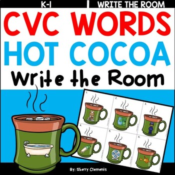 Preview of Winter CVC Words | Hot Chocolate | Literacy Center | Write the Room