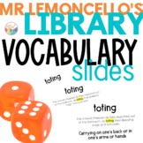 MR LEMONCELLO'S LIBRARY Novel Study VOCABULARY Slides || NO PREP!