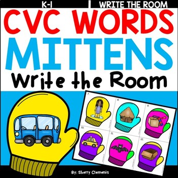 Preview of Winter CVC Words | Mittens | Literacy Center | Write the Room