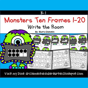 Preview of Monsters Ten Frames | Math Center | October | Write the Room | Numbers to 20
