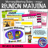Morning Meeting Slides in SPANISH Reunión Matutina - mayo