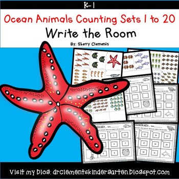 Preview of Ocean Animals Counting to 20 | Summer | Math Center | Write the Room