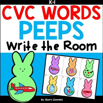 Preview of Easter CVC Words | Spring | Peeps | Literacy Center | Write the Room