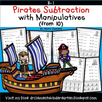 Preview of Pirates Subtraction | Worksheets | Math Manipulatives